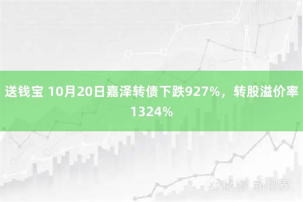 送钱宝 10月20日嘉泽转债下跌927%，转股溢价率1324%